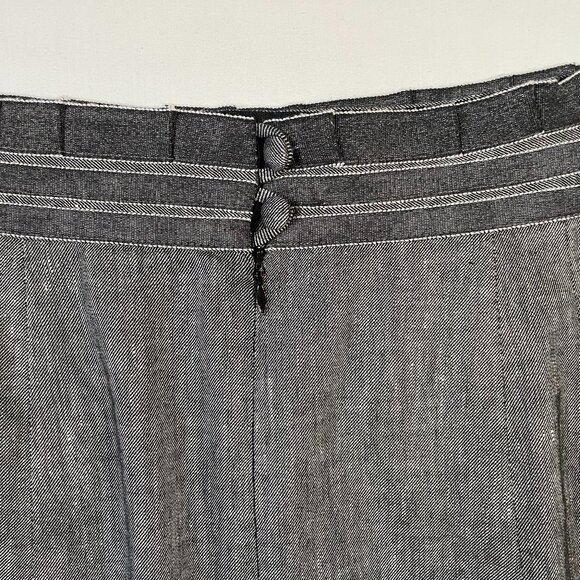 Nanette Lepore Linen Blend Pencil Skirt Gray Knee Length Ruffle Waist Size 8 - Picture 8 of 16